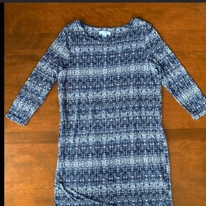 Katherine Barclay Montreal  dress size L grey blue and white pattern dress